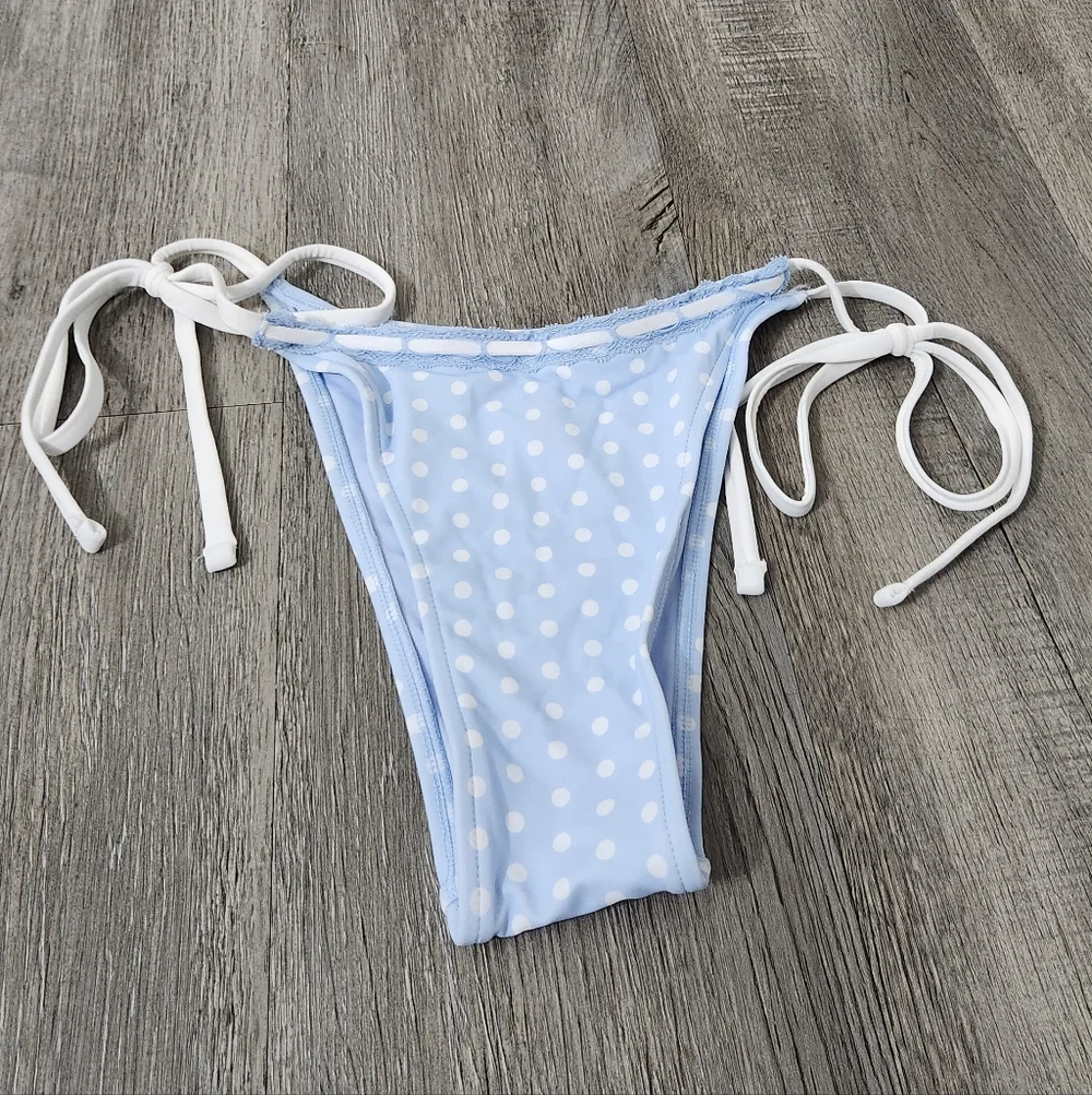 New!Pink‎ x Frankies Bikini Dottie Blue Tie Side Bikini Bottoms